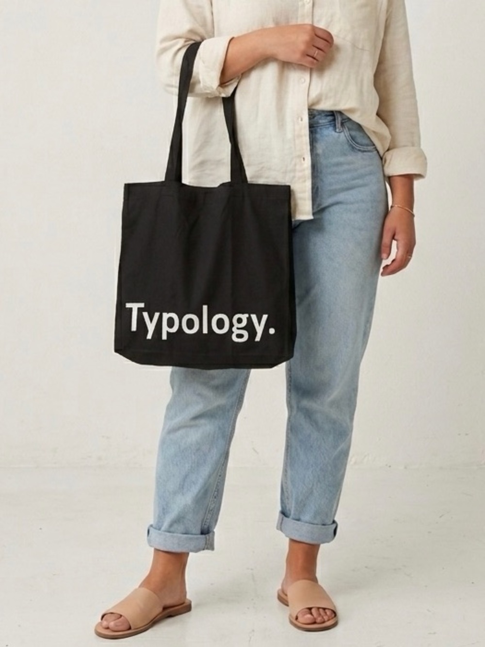 Typology Extra Large Black Canvas Tote Bag